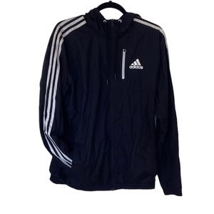 ADIDAS black and white 3 striped windbreaker | Size M